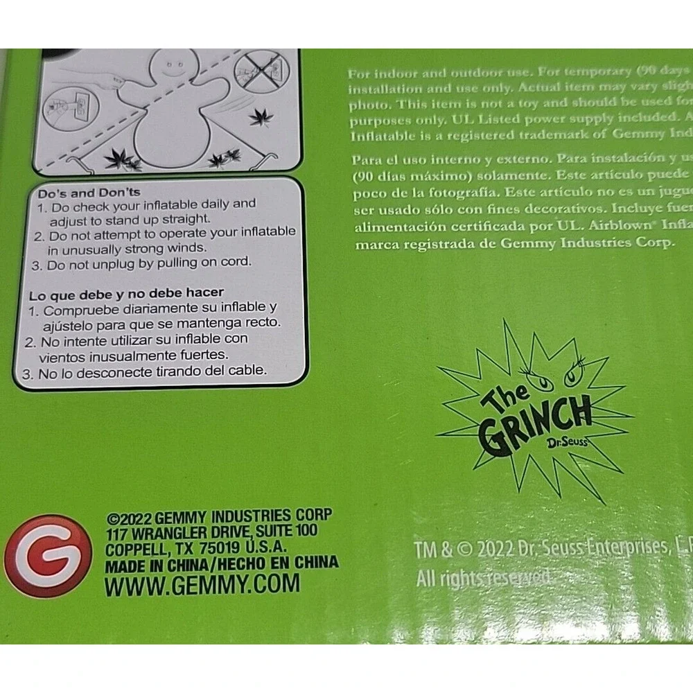 Dr Seuss 65th Anniv The Grinch w Tiny Christmas Tree 5.5' Gemmy‎